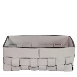 Cesta piccola Bottega in pelle grigio chiaro luna