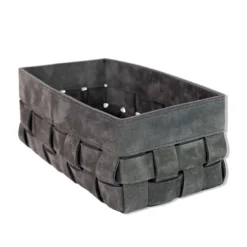 Cesta piccola Bottega in pelle grigio scuro