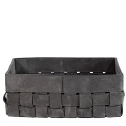 Cesta piccola Bottega in pelle grigio scuro