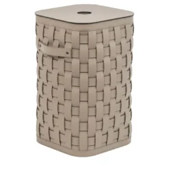 Cesta Portabiancheria Demetra Piccola Quadrata in Pelle Beige