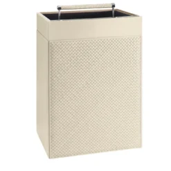 Cesta Portabiancheria Diana Intrecciata a Mano in Pelle Beige