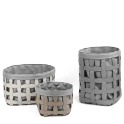 Cesta Portabiancheria Hook Grande in Pelle Grigia
