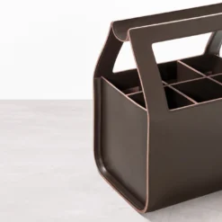 Cesta Portaoggetti Copenhagen Alta Grande in Pelle Saddle Marrone di Gio Tirotto