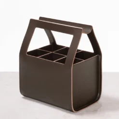 Cesta Portaoggetti Copenhagen Alta Grande in Pelle Saddle Marrone di Gio Tirotto