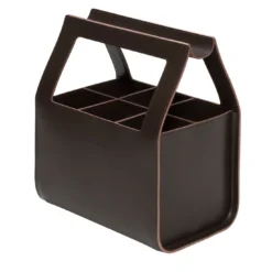 Cesta Portaoggetti Copenhagen Alta Grande in Pelle Saddle Marrone di Gio Tirotto