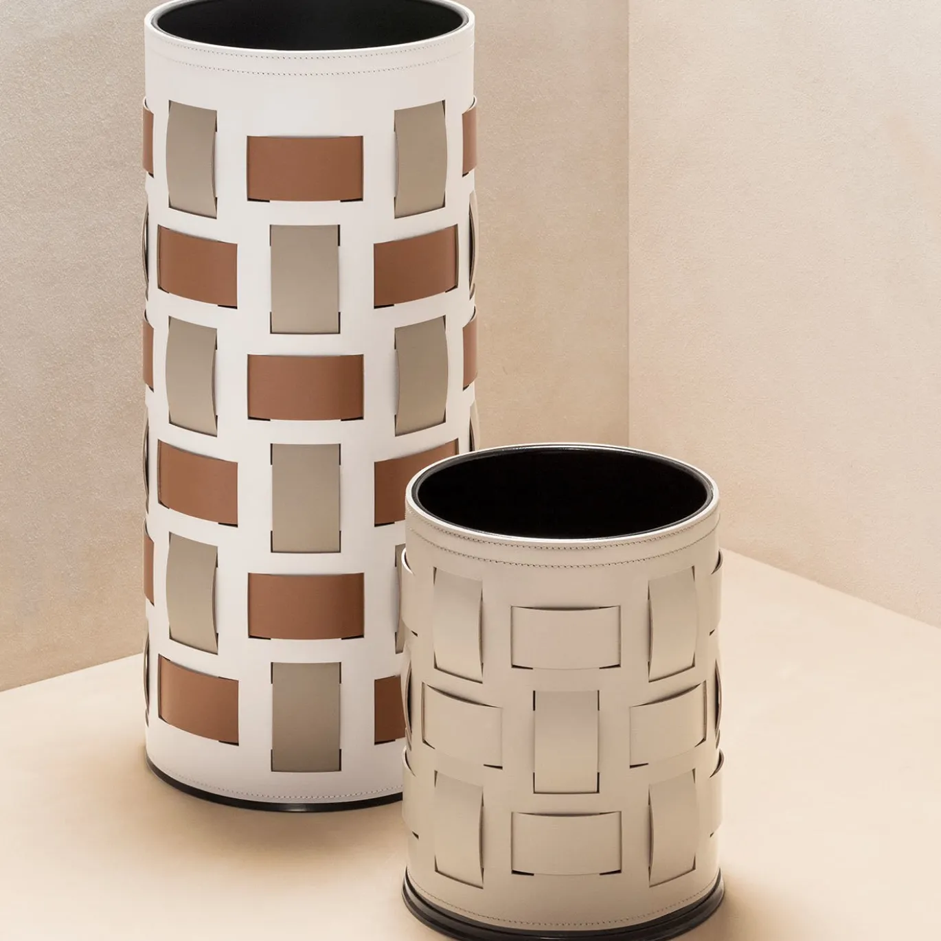 Cestino Bino Beige con motivo Lisbona
