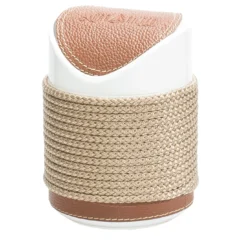 Cestino Bon Ton con inserti in ecopelle beige e corda di Guzzini