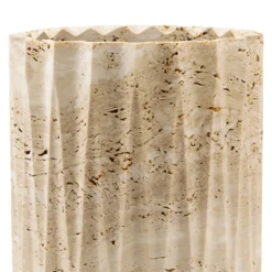 Cestino cilindrico Fold in travertino beige