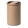 Cestino con Coperchio Basculante in Pelle Beige