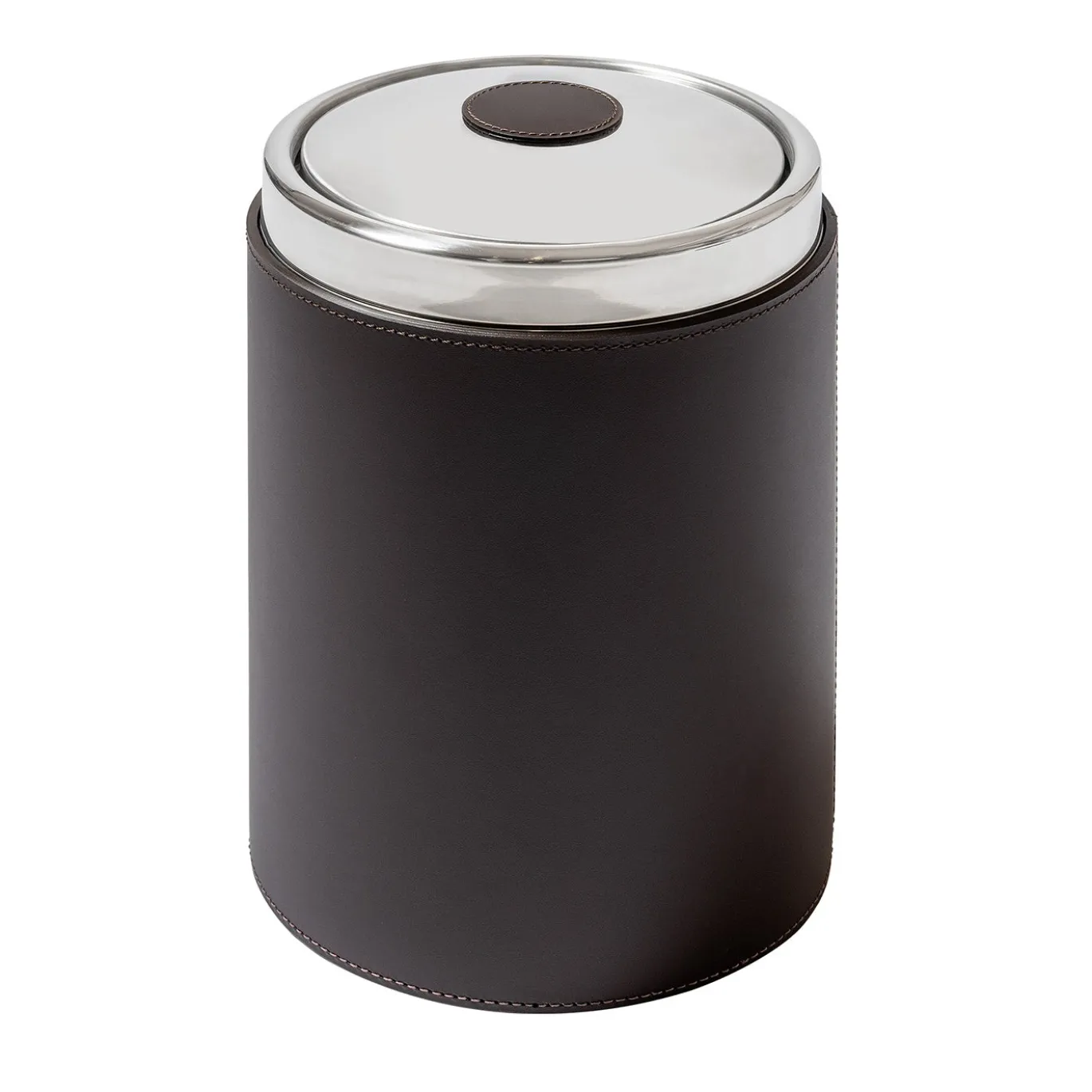 Cestino da Bagno Perry Grande in Pelle Moka