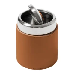 Cestino da bagno Perry piccolo in pelle color cognac