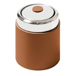 Cestino da bagno Perry piccolo in pelle color cognac