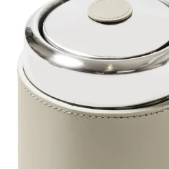 Cestino da Bagno Perry Piccolo in Pelle Bianco