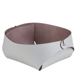 Cestino da portata in pelle Flora Oyster e Ash Rose