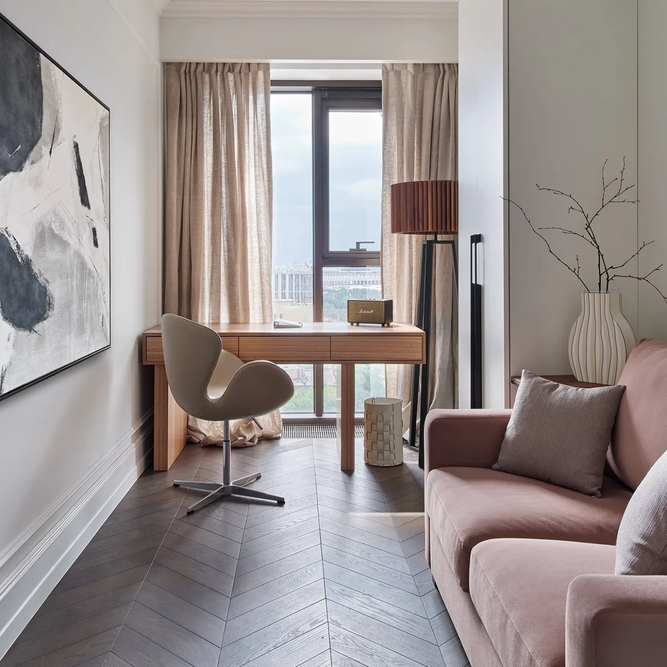 Cestino dei rifiuti in pelle oyster e rosa Dubai