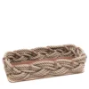 Cestino di corda rettangolare medio beige di ispirazione nautica