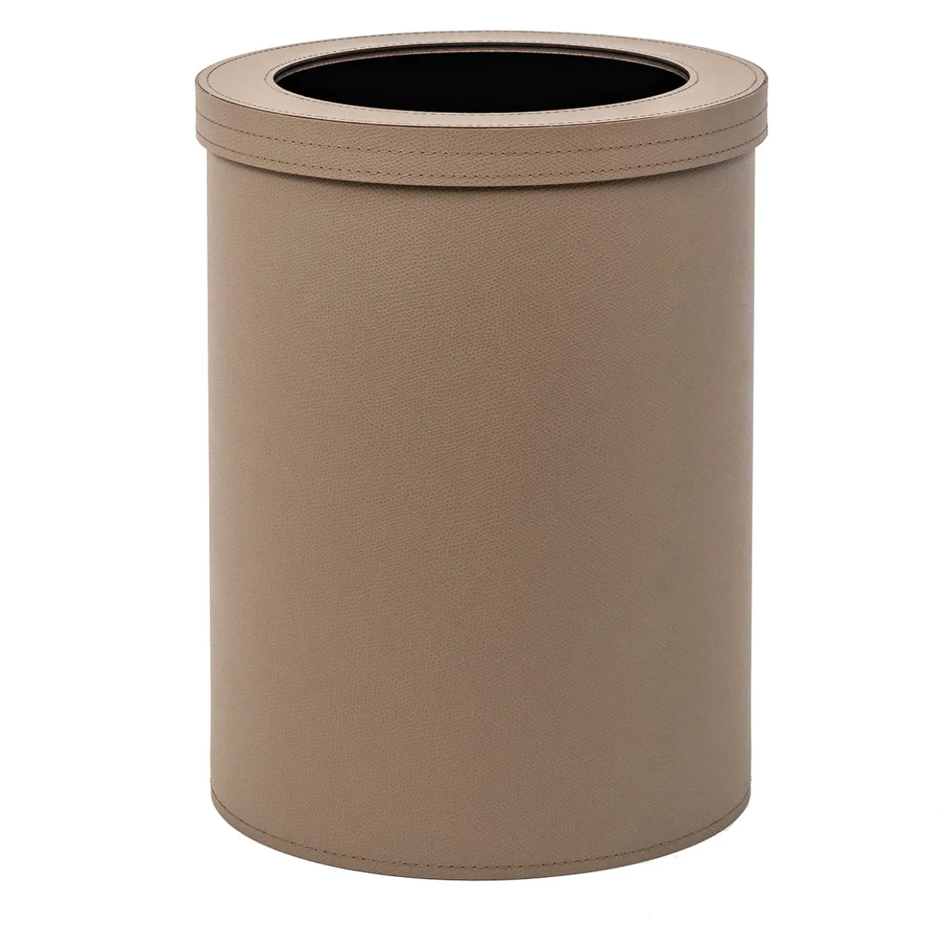 Cestino getta carta in pelle Taupe Malaga con coperchio