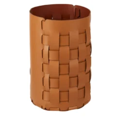 Cestino gettacarte in pelle Bottega cognac e bordeaux