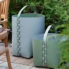 Cestino Helena in pelle Sky Blue e Eucalyptus