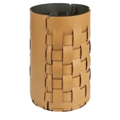 Cestino in pelle senape e oliva Bottega
