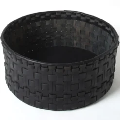 Cestino intrecciato cilindrico grande nero di Oscar Maschera