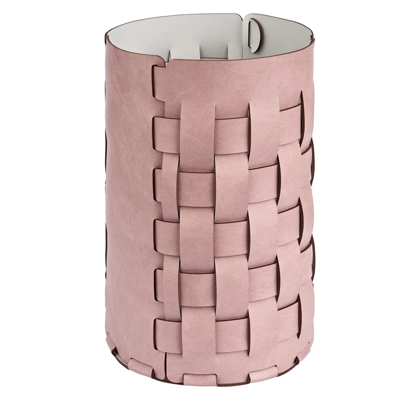 Cestino per rifiuti in pelle Bottega color oyster e rose ash