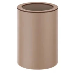 Cestino per rifiuti in pelle color cappuccino