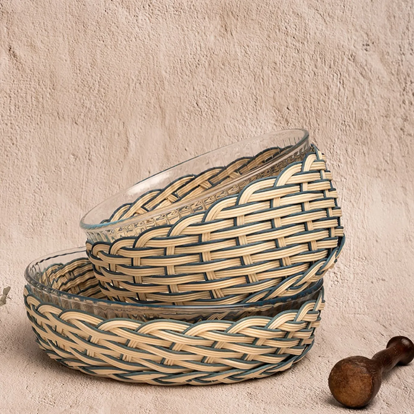 Cestino per tortiere in lana blu