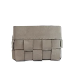 Cestino Piccolo Bottega in pelle Nubuck Grigio Luna
