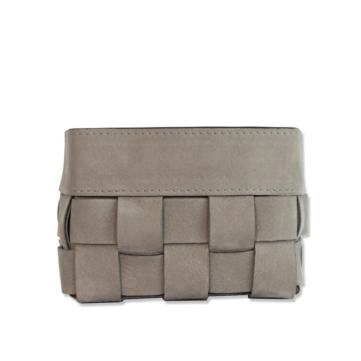 Cestino Piccolo Bottega in pelle Nubuck Grigio Luna