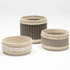 Cestino piccolo in pelle e rattan di Nîmes