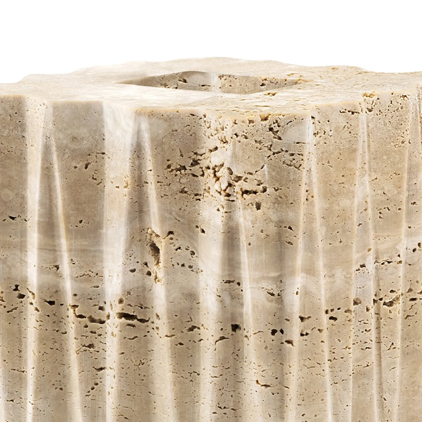 Cestino quadrato Fold in travertino beige