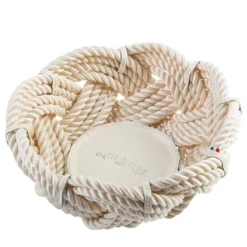 Cestino rotondo grande in corda color crema