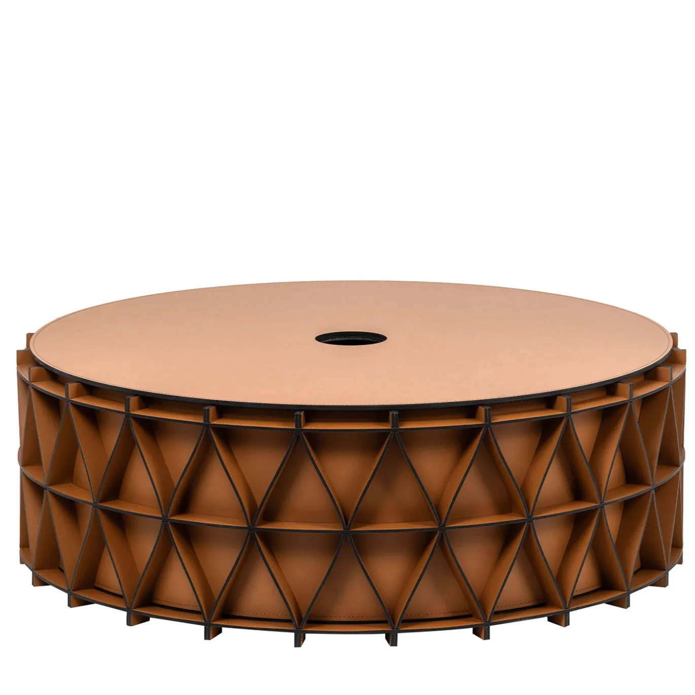 Cesto Arena grande in pelle camel