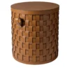Cesto basso rotondo Demetra Camel con coperchio