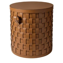 Cesto basso rotondo Demetra Camel con coperchio