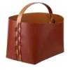 Cesto piccolo in pelle Helena bordeaux e cognac