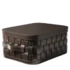 Cesto rettangolare basso Demetra marrone con coperchio