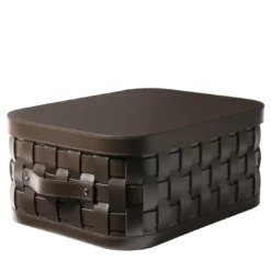 Cesto rettangolare basso Demetra marrone con coperchio