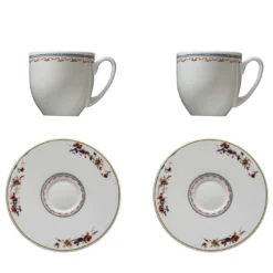 Chinesi Fiori Finiti Set di 2 tazze da caffè con piattino