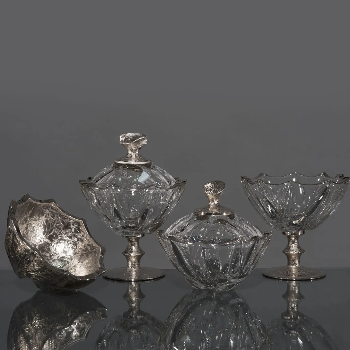 Ciotola Capriccio in platino e cristallo