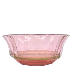 Ciotola da dessert in cristallo sfaccettato rosso-rosa