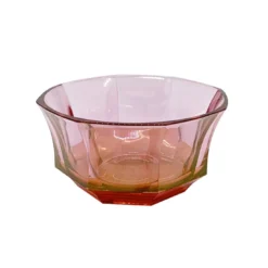 Ciotola da dessert in cristallo sfaccettato rosso-rosa