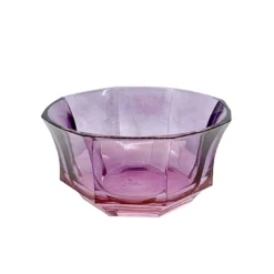 Ciotola da dessert in cristallo sfaccettato rosa-viola
