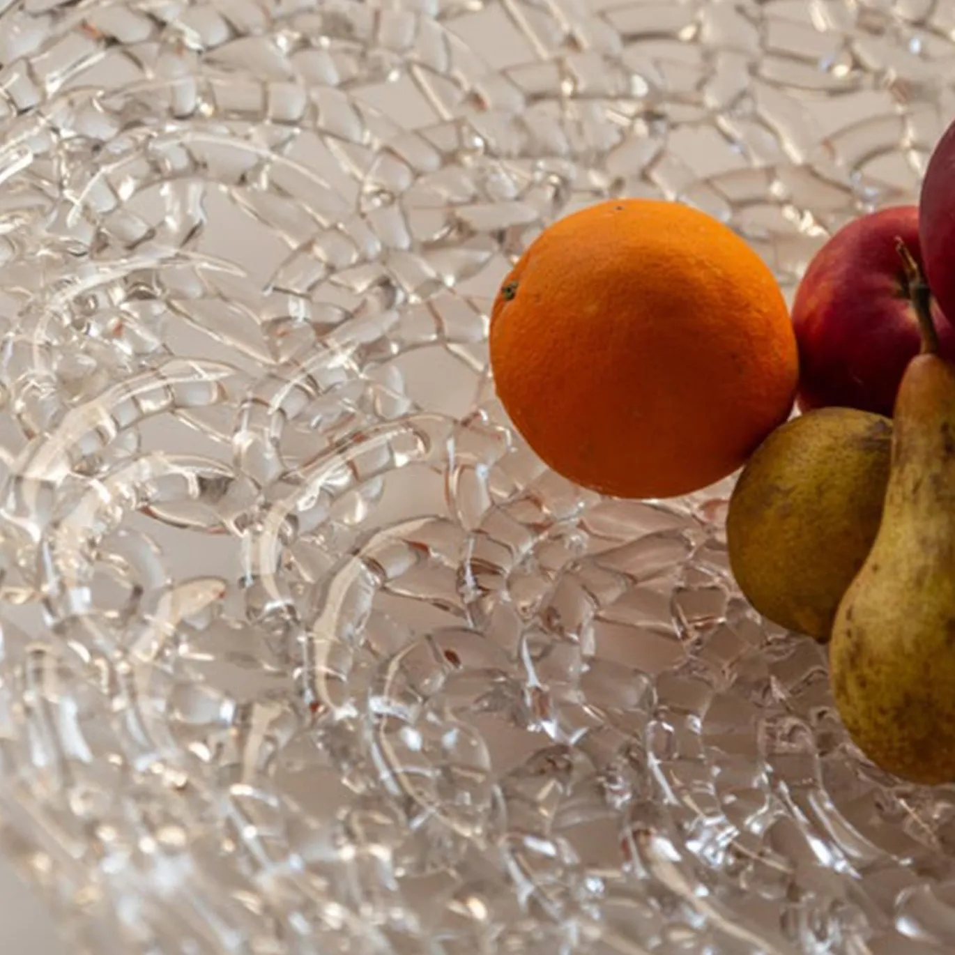 Ciotola per frutta in pizzo di vetro grande del XXI secolo