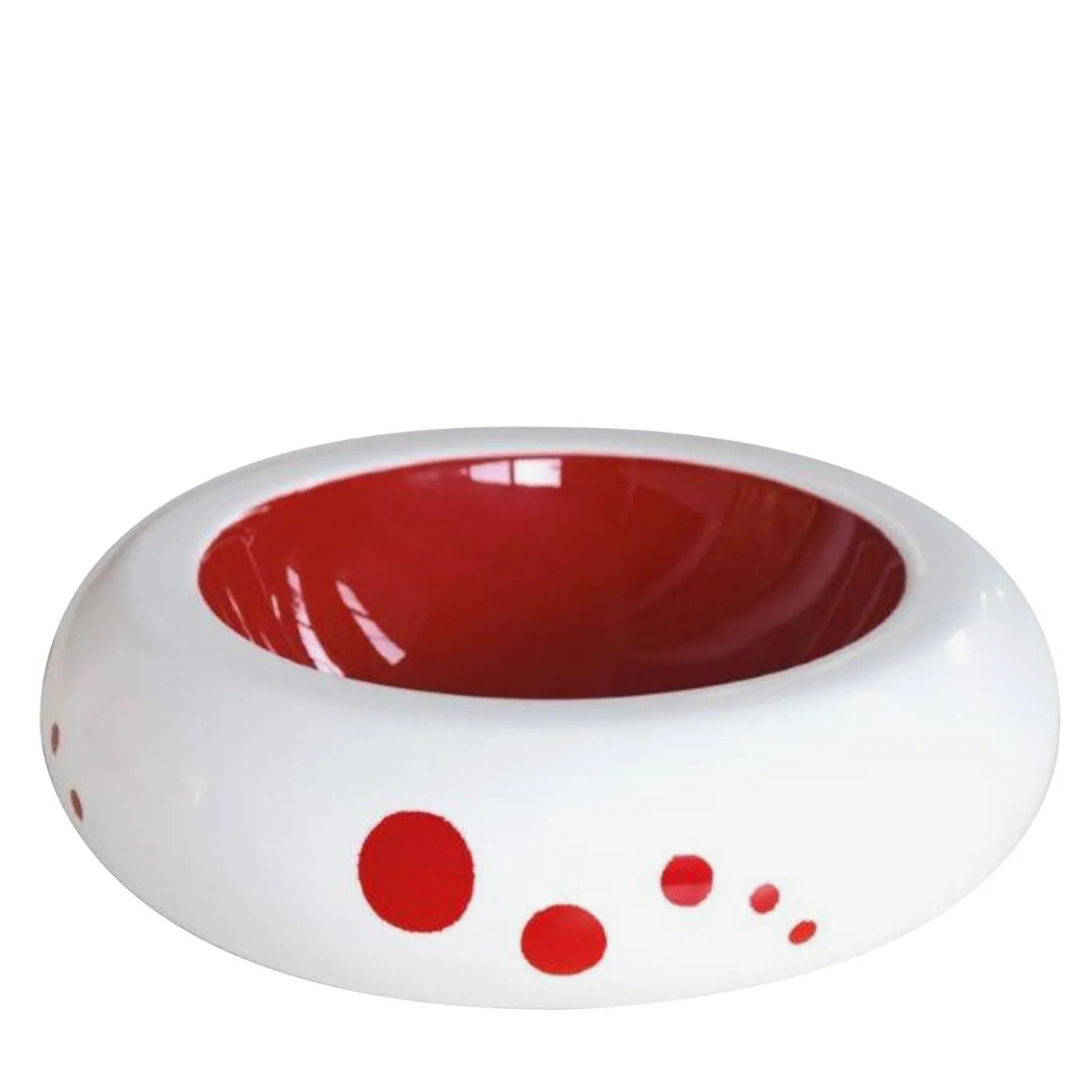 Ciotola rotonda bianca e rossa Bubbles