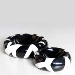 Ciotola rotonda Deco in bianco e nero