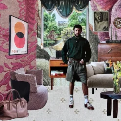 Collage con materiali riciclati Interno Giorno con Bad Bunny