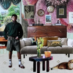 Collage con materiali riciclati Interno Giorno con Bad Bunny
