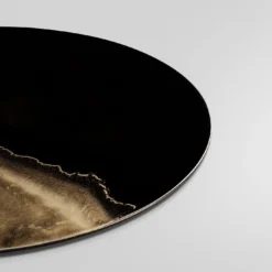 Collezione Inchiostro - Set di 4 Sottopiatti Rotondi Nero e Oro